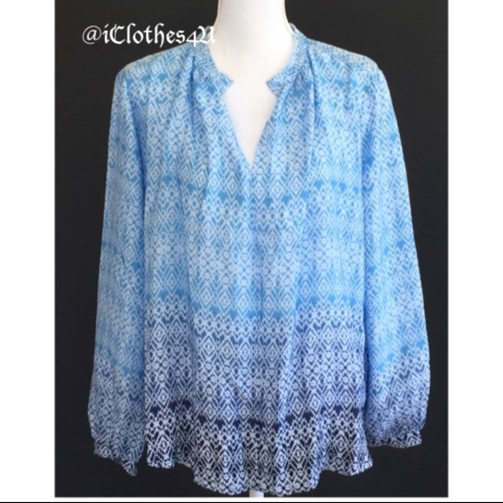Gap Fade To Blue Loose Fit Printed Tunic Blouse